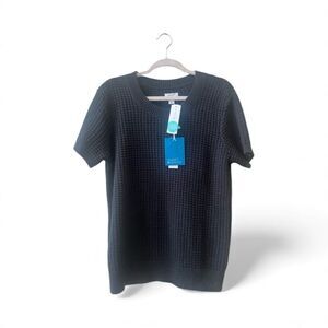 Market and Spruce Korbin Textured Short Sleeve Sweater Sz Large Black NWT